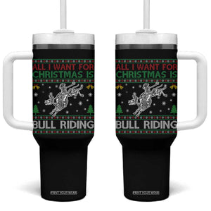 All I Want For Christmas Is Bull Riding Tumbler With Handle Skeleton Cowboy Ugly Sweater Gift TS12 One Size: 40 oz Black Print Your Wear