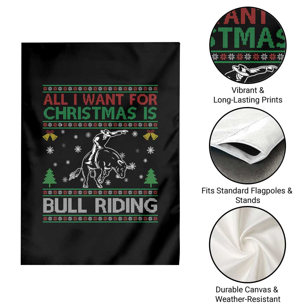 Western Bull Riding All I Want For Christmas Ugly Sweater Gift Garden Flag TS12 Print Your Wear