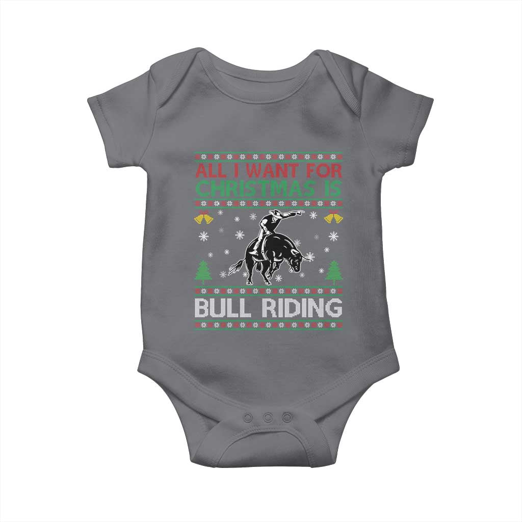 Western Bull Riding All I Want For Christmas Ugly Sweater Gift Baby Onesie TS12 Charcoal Print Your Wear