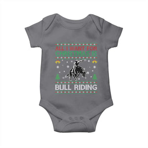 Western Bull Riding All I Want For Christmas Ugly Sweater Gift Baby Onesie TS12 Charcoal Print Your Wear