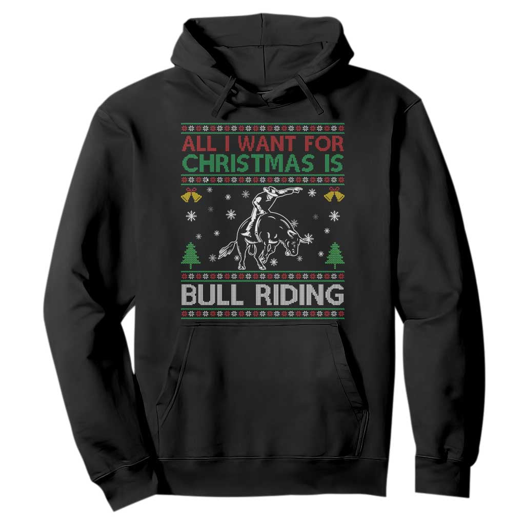Western Bull Riding All I Want For Christmas Ugly Sweater Gift Hoodie TS12 Black Print Your Wear