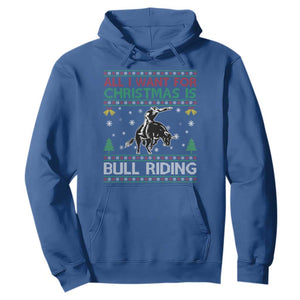 Western Bull Riding All I Want For Christmas Ugly Sweater Gift Hoodie TS12 Royal Blue Print Your Wear