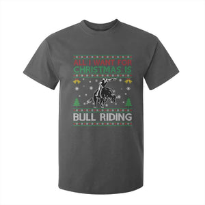 Western Bull Riding All I Want For Christmas Ugly Sweater Gift T Shirt For Kid TS12 Dark Heather Print Your Wear