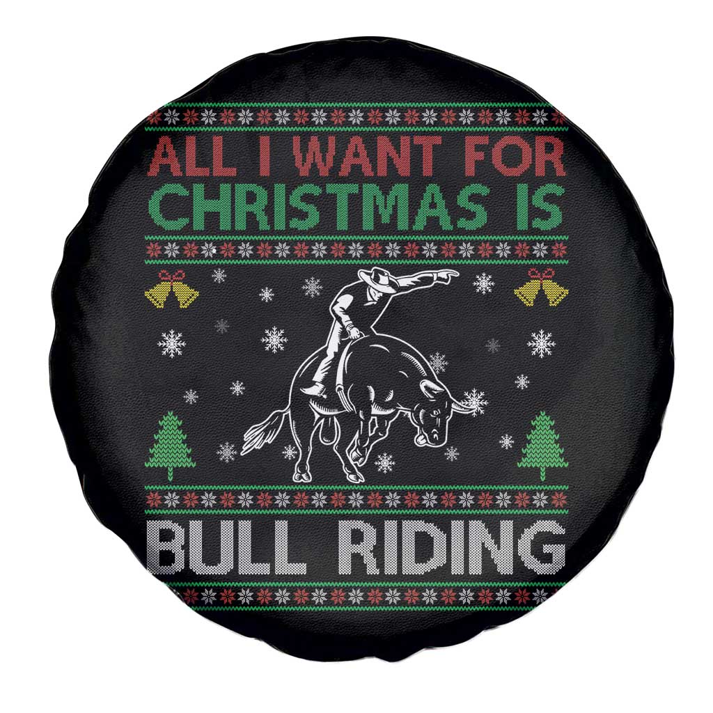 Western Bull Riding All I Want For Christmas Ugly Sweater Gift Spare Tire Cover TS12 Print Your Wear