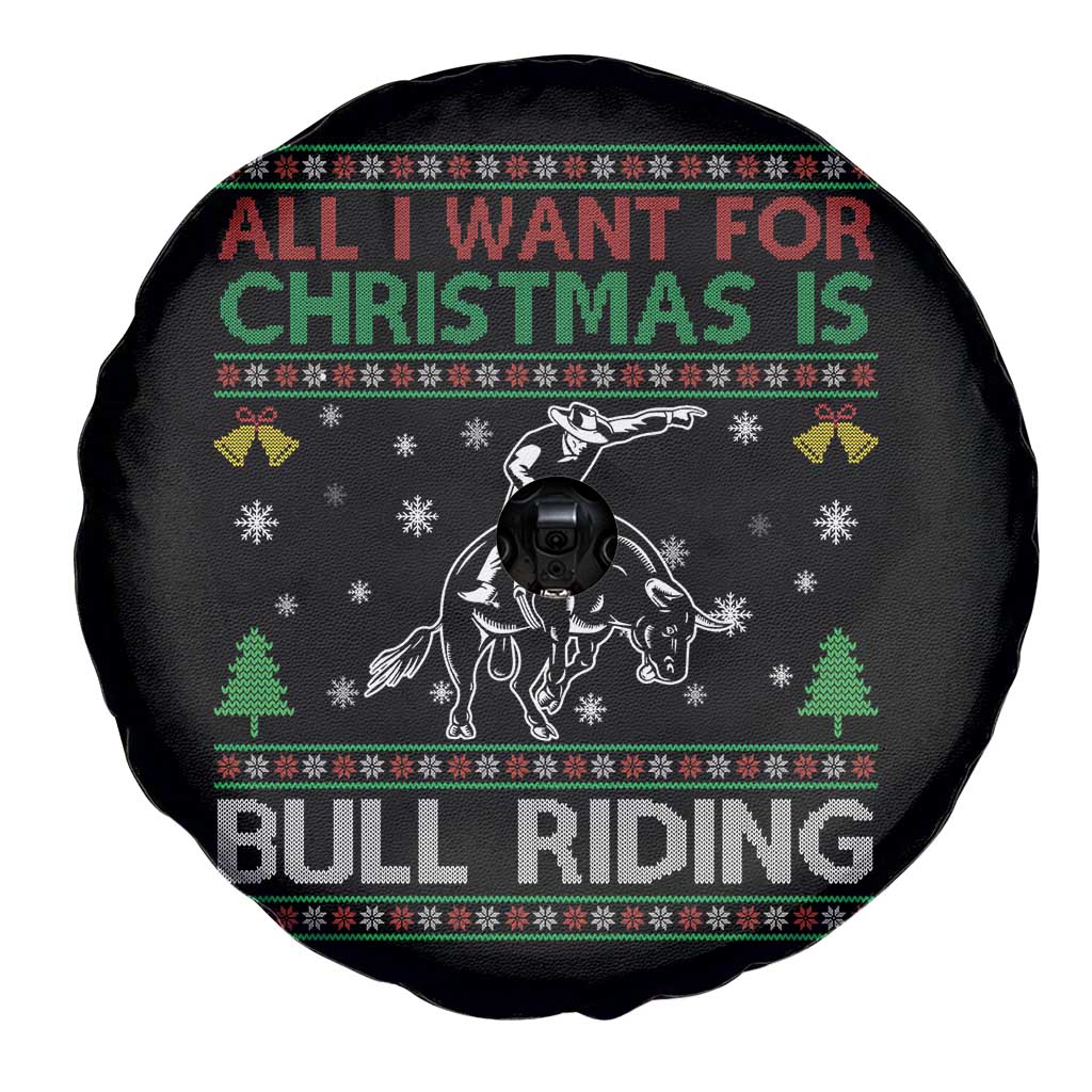 Western Bull Riding All I Want For Christmas Ugly Sweater Gift Spare Tire Cover TS12 Print Your Wear