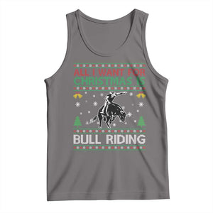 Western Bull Riding All I Want For Christmas Ugly Sweater Gift Tank Top TS12 Deep Heather Print Your Wear
