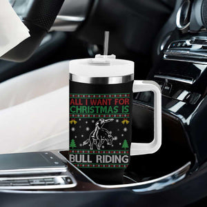 Western Bull Riding All I Want For Christmas Ugly Sweater Gift Tumbler With Handle TS12 Print Your Wear