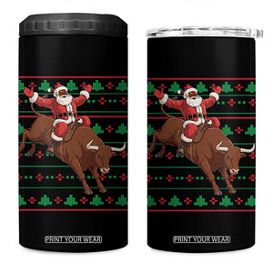 Funny Black Santa Riding Bull 4 in 1 Can Cooler Tumbler Ugly Christmas Sweater Gift TS12 One Size: 16 oz Black Print Your Wear