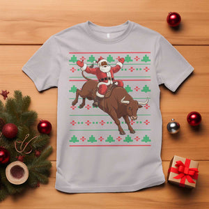 Funny Black Santa Riding Bull T Shirt Ugly Christmas Sweater Gift TS12 Ice Gray Print Your Wear