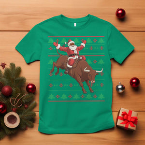 Funny Black Santa Riding Bull T Shirt Ugly Christmas Sweater Gift TS12 Irish Green Print Your Wear