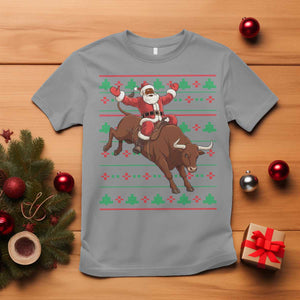 Funny Black Santa Riding Bull T Shirt Ugly Christmas Sweater Gift TS12 Sport Gray Print Your Wear