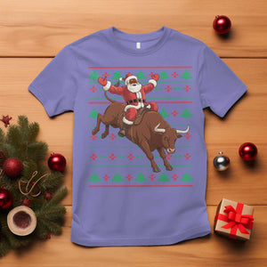 Funny Black Santa Riding Bull T Shirt Ugly Christmas Sweater Gift TS12 Violet Print Your Wear