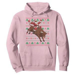 Funny Black Santa Riding Bull Hoodie Ugly Christmas Sweater Gift TS12 Light Pink Print Your Wear