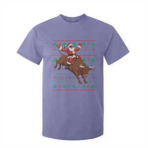 Funny Black Santa Riding Bull T Shirt For Kid Ugly Christmas Sweater Gift TS12 Violet Print Your Wear
