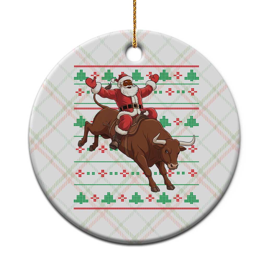 Funny Black Santa Riding Bull Ceramic Ornament Ugly Christmas Sweater Gift TS12 1pc Christmas Plaid Print Your Wear