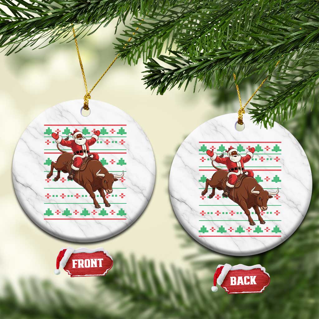 Funny Black Santa Riding Bull Ceramic Ornament Ugly Christmas Sweater Gift TS12 1pc White Marble Print Your Wear