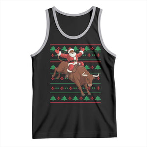 Funny Black Santa Riding Bull Tank Top Ugly Christmas Sweater Gift TS12 Black Athletic Heather Print Your Wear