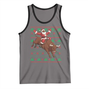 Funny Black Santa Riding Bull Tank Top Ugly Christmas Sweater Gift TS12 Deep Heather Black Print Your Wear