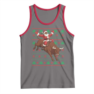 Funny Black Santa Riding Bull Tank Top Ugly Christmas Sweater Gift TS12 Deep Heather Red Print Your Wear