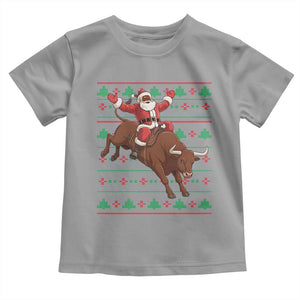 Funny Black Santa Riding Bull Toddler T Shirt Ugly Christmas Sweater Gift TS12 Sport Gray Print Your Wear