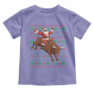 Funny Black Santa Riding Bull Toddler T Shirt Ugly Christmas Sweater Gift TS12 Violet Print Your Wear