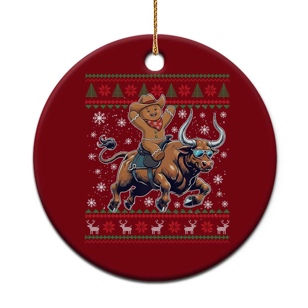 Funny Gingerbread Man Riding Bull Ceramic Ornament Cowboy Western Rodeo Christmas Gift TS12 1pc Red Print Your Wear