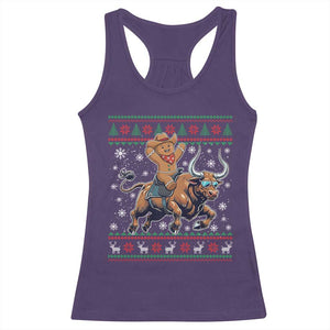 Funny Gingerbread Man Riding Bull Racerback Tank Top Cowboy Western Rodeo Christmas Gift TS12 Purple Print Your Wear