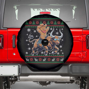 Funny Gingerbread Man Riding Bull Spare Tire Cover Cowboy Western Rodeo Christmas Gift TS12 Black Print Your Wear