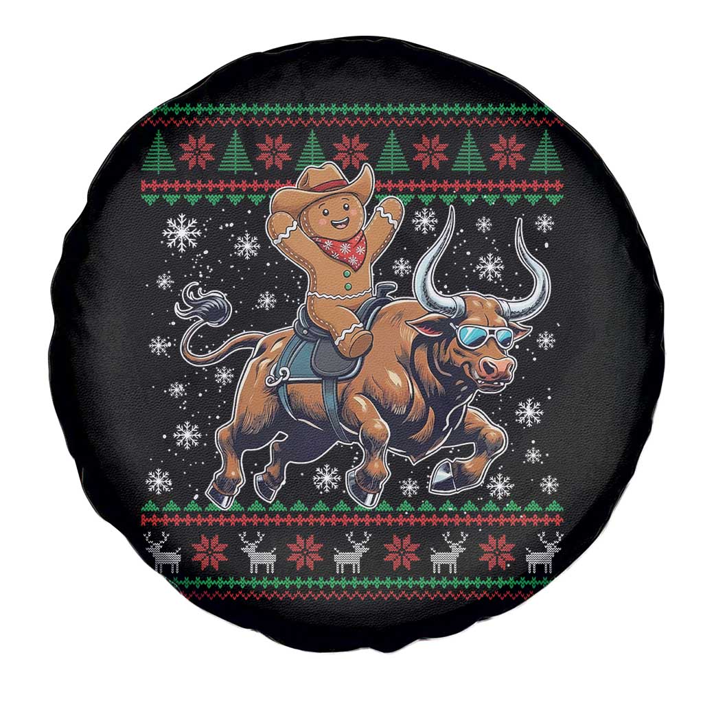 Funny Gingerbread Man Riding Bull Spare Tire Cover Cowboy Western Rodeo Christmas Gift TS12 Print Your Wear