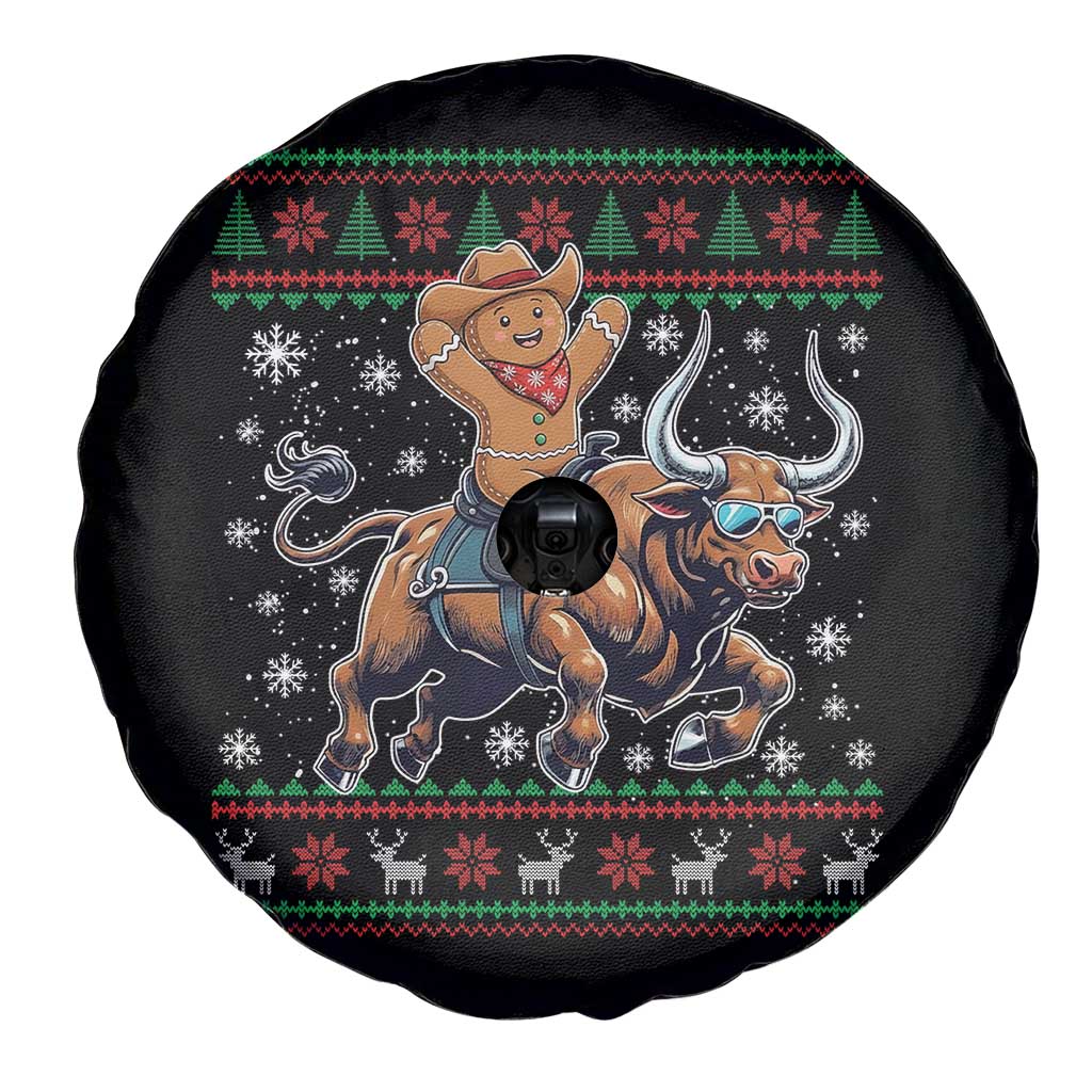 Funny Gingerbread Man Riding Bull Spare Tire Cover Cowboy Western Rodeo Christmas Gift TS12 Print Your Wear