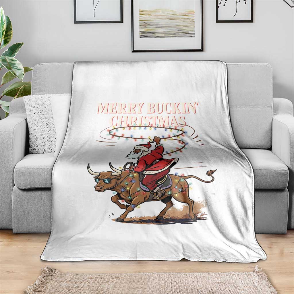 Merry Buckin Christmas Throw Blanket Black Santa Western Rodeo Gift TS12 Print Your Wear