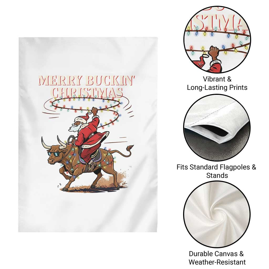 Merry Buckin Christmas Garden Flag Black Santa Western Rodeo Gift TS12 Print Your Wear