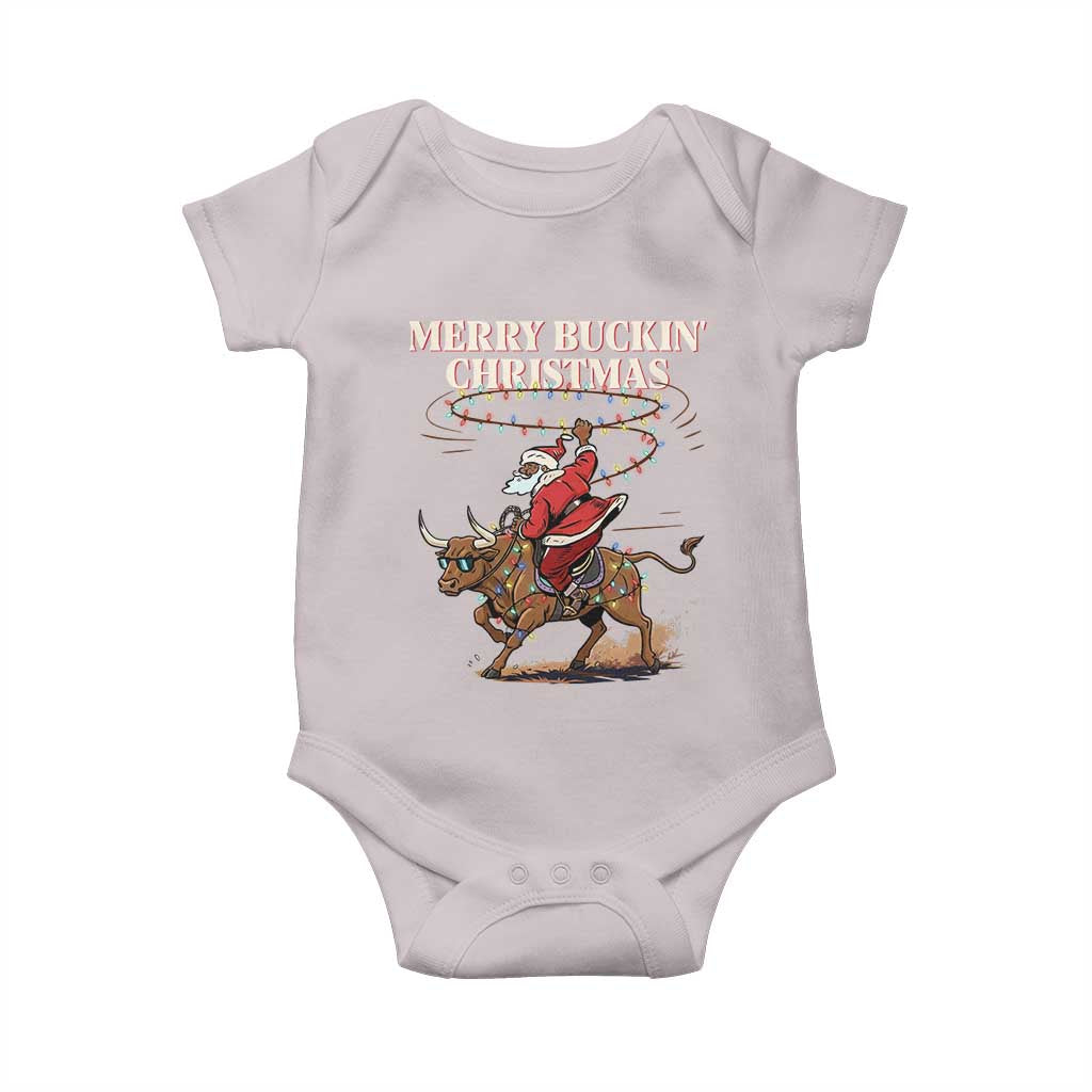Merry Buckin Christmas Baby Onesie Black Santa Western Rodeo Gift TS12 Ice Gray Print Your Wear