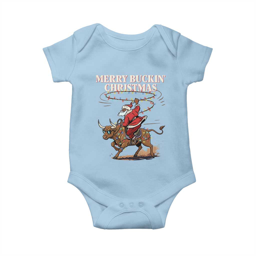 Merry Buckin Christmas Baby Onesie Black Santa Western Rodeo Gift TS12 Light Blue Print Your Wear
