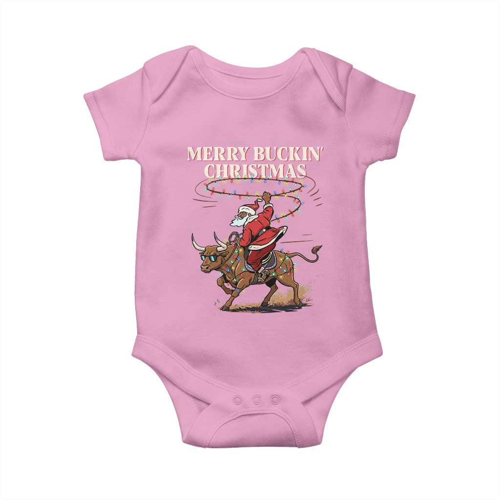 Merry Buckin Christmas Baby Onesie Black Santa Western Rodeo Gift TS12 Light Pink Print Your Wear