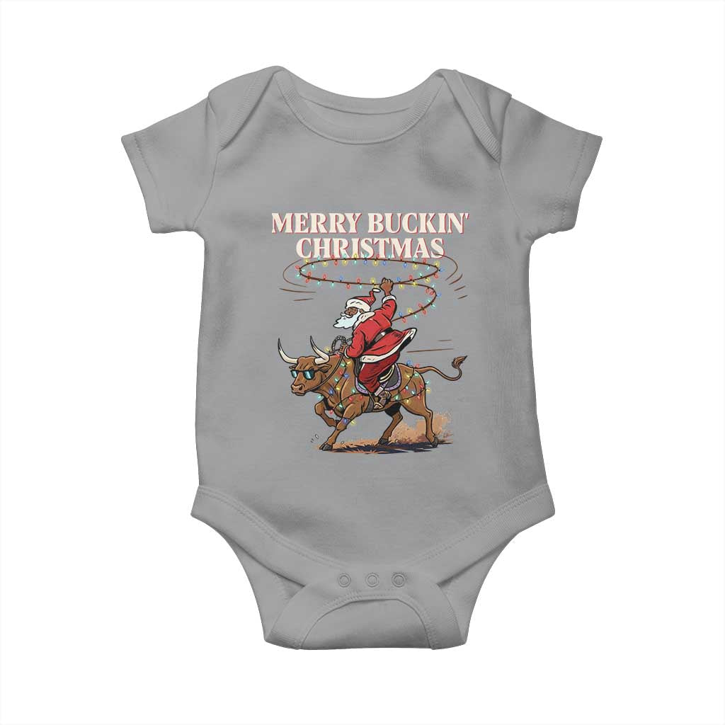 Merry Buckin Christmas Baby Onesie Black Santa Western Rodeo Gift TS12 Sport Gray Print Your Wear