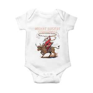 Merry Buckin Christmas Baby Onesie Black Santa Western Rodeo Gift TS12 White Print Your Wear