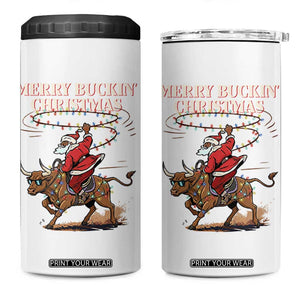 Merry Buckin Christmas 4 in 1 Can Cooler Tumbler Black Santa Western Rodeo Gift TS12 One Size: 16 oz White Print Your Wear