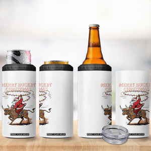 Merry Buckin Christmas 4 in 1 Can Cooler Tumbler Black Santa Western Rodeo Gift TS12 Print Your Wear