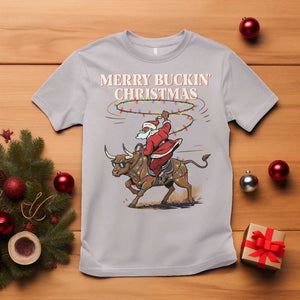 Merry Buckin Christmas T Shirt Black Santa Western Rodeo Gift TS12 Ice Gray Print Your Wear