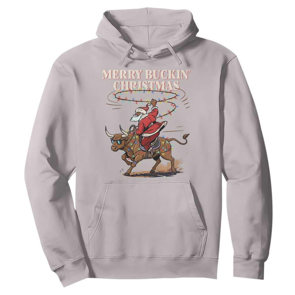 Merry Buckin Christmas Hoodie Black Santa Western Rodeo Gift TS12 Ice Gray Print Your Wear