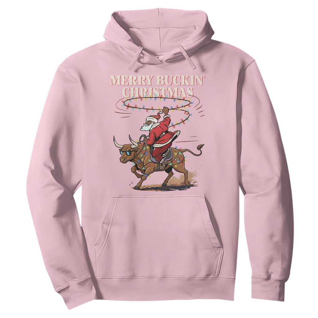 Merry Buckin Christmas Hoodie Black Santa Western Rodeo Gift TS12 Light Pink Print Your Wear