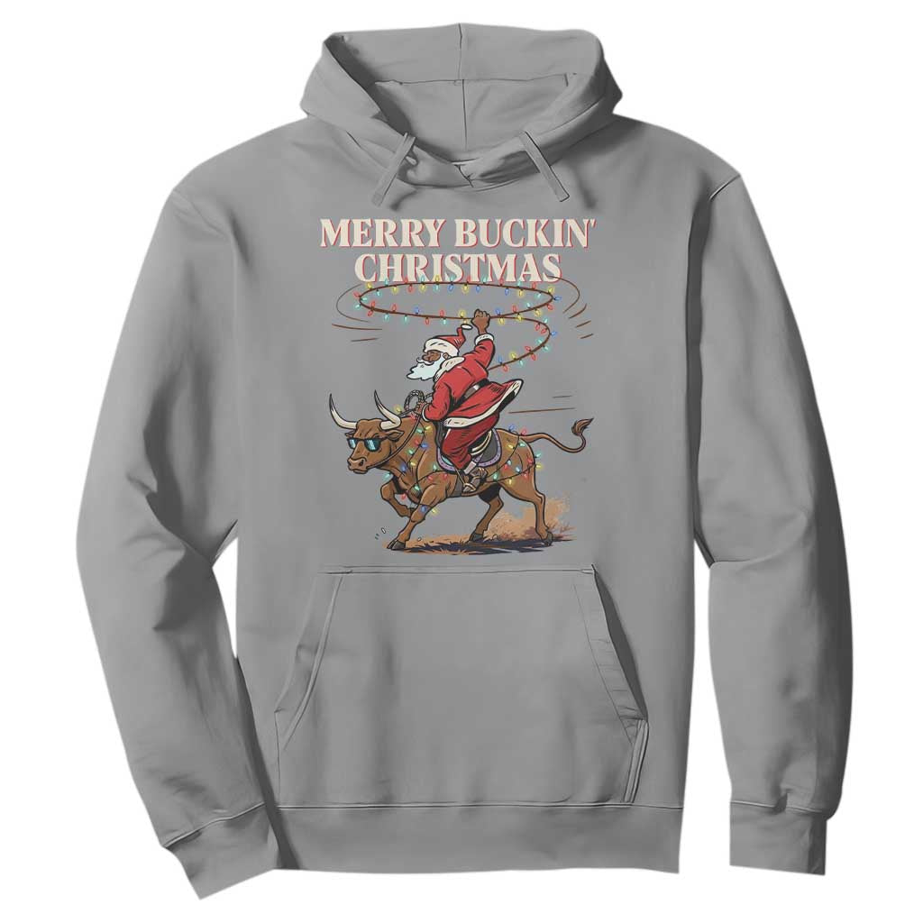 Merry Buckin Christmas Hoodie Black Santa Western Rodeo Gift TS12 Sport Gray Print Your Wear