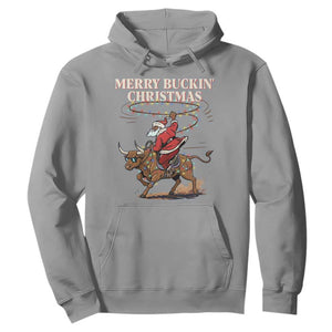 Merry Buckin Christmas Hoodie Black Santa Western Rodeo Gift TS12 Sport Gray Print Your Wear