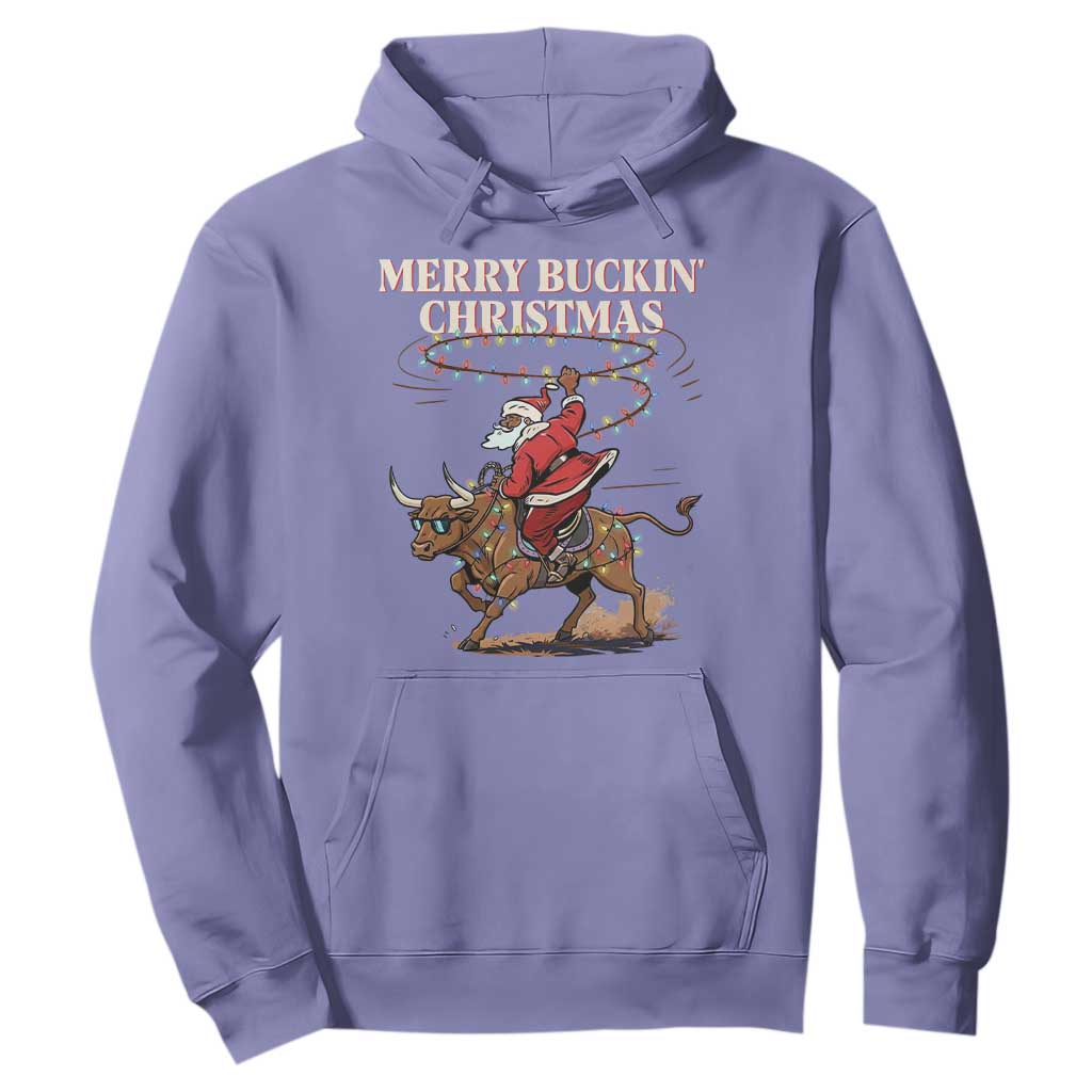 Merry Buckin Christmas Hoodie Black Santa Western Rodeo Gift TS12 Violet Print Your Wear