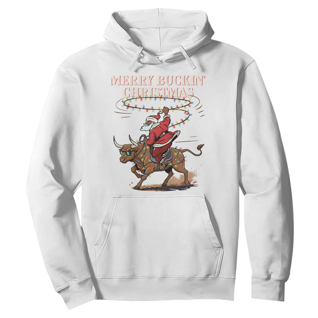 Merry Buckin Christmas Hoodie Black Santa Western Rodeo Gift TS12 White Print Your Wear
