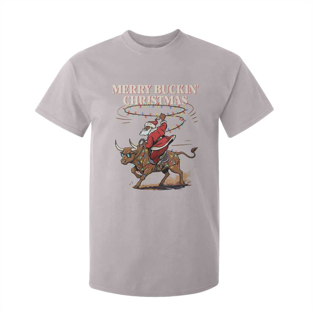 Merry Buckin Christmas T Shirt For Kid Black Santa Western Rodeo Gift TS12 Ice Gray Print Your Wear