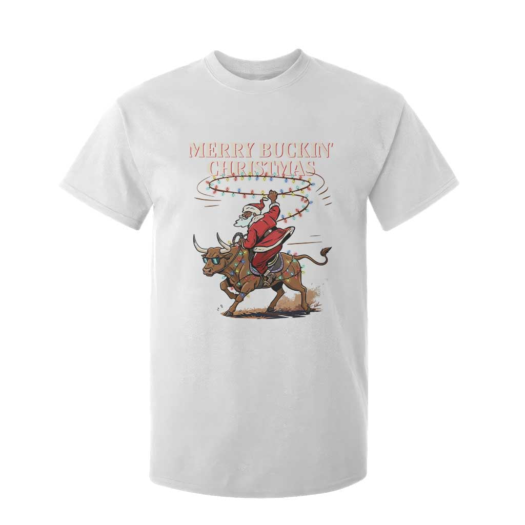 Merry Buckin Christmas T Shirt For Kid Black Santa Western Rodeo Gift TS12 White Print Your Wear