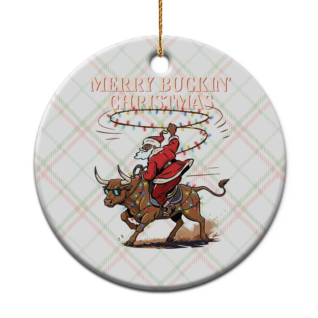Merry Buckin Christmas Ceramic Ornament Black Santa Western Rodeo Gift TS12 1pc Christmas Plaid Print Your Wear