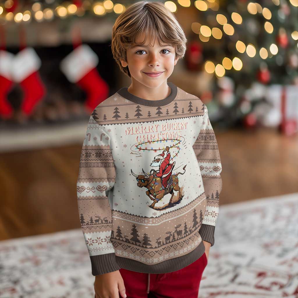 Merry Buckin Xmas Ugly Christmas Sweater Black Santa Western Rodeo Gift TS12 Mocha Mousse Print Your Wear